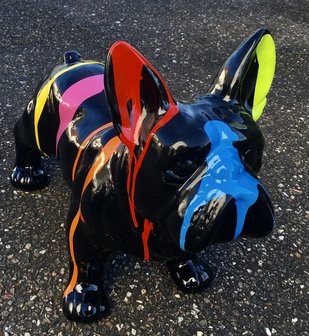franse bulldog polyester beeld zwart dripping 