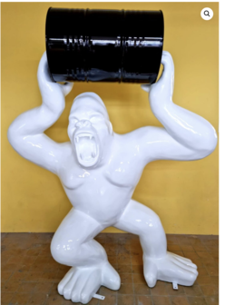 gorilla-aap -donkeykong -wit-metalen ton zwart 250cm XXXL