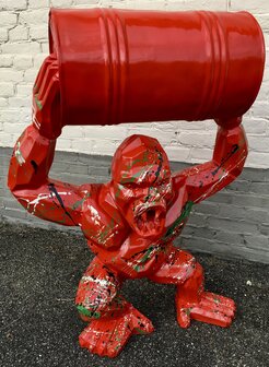 gorilla-aap met ton rood/splash in origami design 95cm hoog 