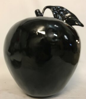 Appel met blad  polyester zwart  xxl