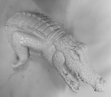 krokodil cartoon wandbeeld wit