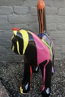 Kat  met hoge rug kunstbeeld dripping design 