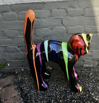 Kat met hoge rug kunstbeeld dripping design 