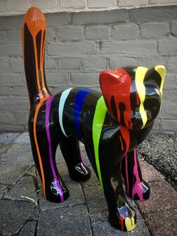 Kat  met hoge rug kunstbeeld dripping design 