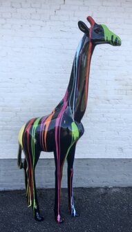 Giraffe - kunst beeld-zwart dripping 