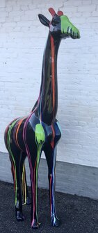 Giraffe - kunst beeld-zwart dripping 