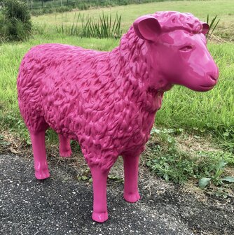 schaap polyester beeld 80 cm fuchsia roze autolak