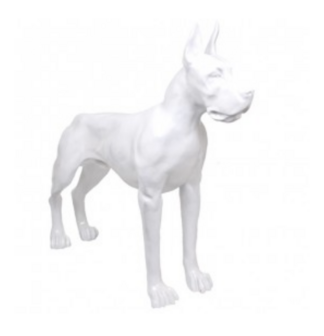 duitse Deense Dog kunsthars 125cm wit hoogglans 