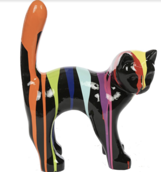 Kat  met hoge rug kunstbeeld dripping design 