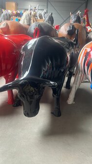 woeste stier bull kunst beeld hoogglans zwart 235 cm*
