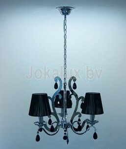 Hang Lamp Chroom met wire kapjes zwart