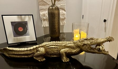 krokodil 110cm polyester goud