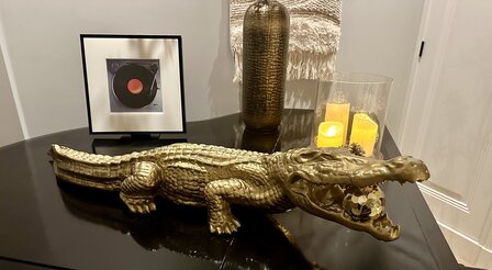 krokodil 110cm polyester goud