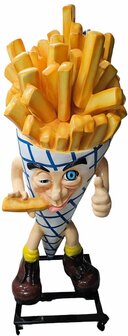 frietzak jan patat 190 cm op wielen en reclamebord 