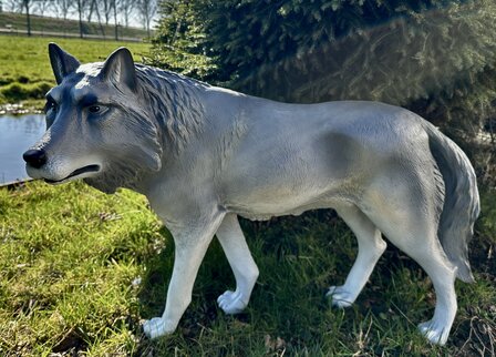 wolf staand polyester beeld