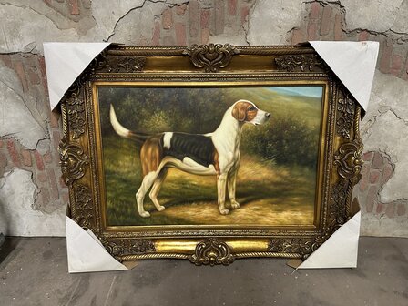 Schilderij op doek olieverf  Lijst - hond 