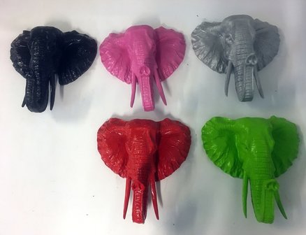 olifant hoofd zilver  polyester 38cm