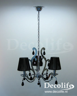 Hang Lamp Chroom met wire kapjes zwart