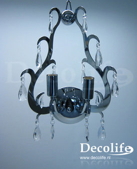 Wand Lamp 2 lichts Chroom met glas