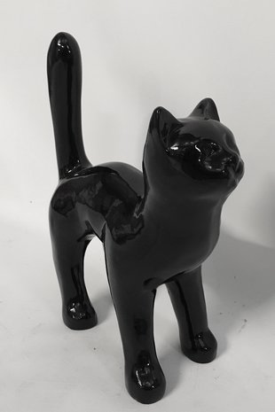 Kunstbeeld van een zwarte kat - 45x35cm decolife