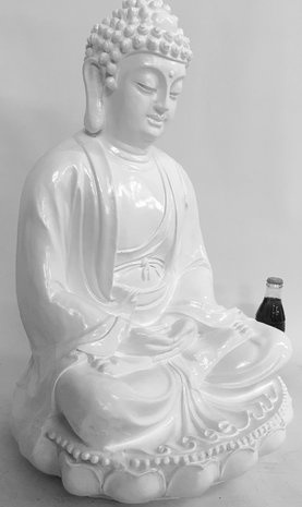 Boeddha beeld Lotus 41x35 x 56 cm lxbxh polyester beeld in de kleur wit 