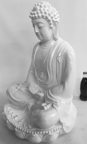 Boeddha beeld Lotus 41x35 x 56 cm lxbxh polyester beeld in de kleur wit 