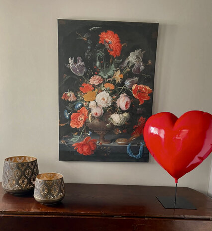 Hart ballon Design beeld balloon Heart LoveUnitedop metalen statief 60cm