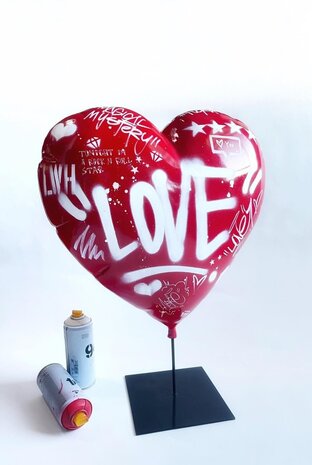 Hart ballon Design beeld balloon Heart LoveUnitedop metalen statief 60cm