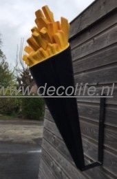 frietzak zwart met beugel -polyester-patatzak-