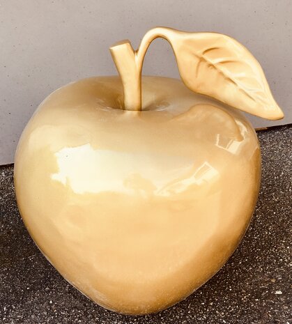 Appel met blad  polyester goud xxl
