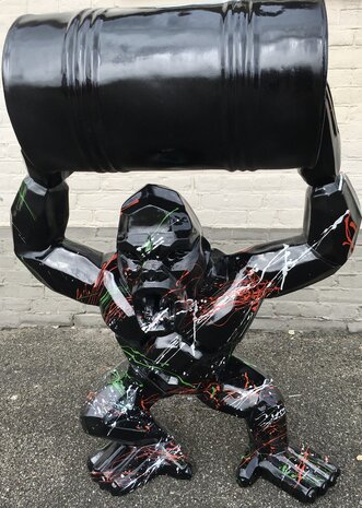 gorilla-aap met ton rood/splash in origami design 95cm hoog 