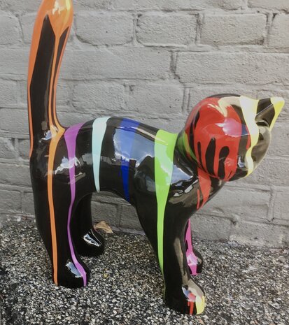 Kat met hoge rug kunstbeeld dripping design 