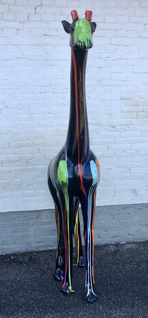 Giraffe - kunst beeld-zwart dripping 
