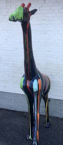 Giraffe - kunst beeld-zwart dripping 
