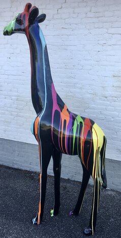 Giraffe - kunst beeld-zwart dripping 