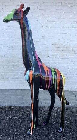 Giraffe - kunst beeld-zwart dripping 