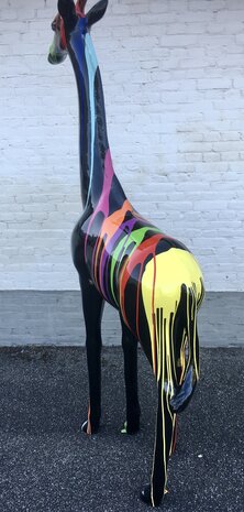 Giraffe - kunst beeld-zwart dripping 