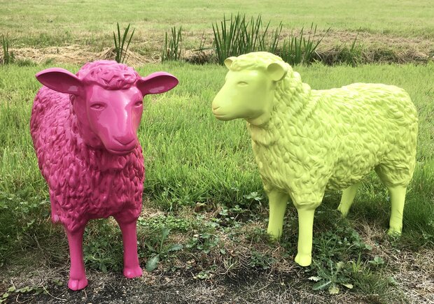 schaap polyester beeld 80 cm groen