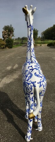 Giraffe 205 cm -kunst beeld Delft Blue Design 