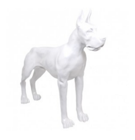 duitse Deense Dog kunsthars 125cm wit hoogglans 