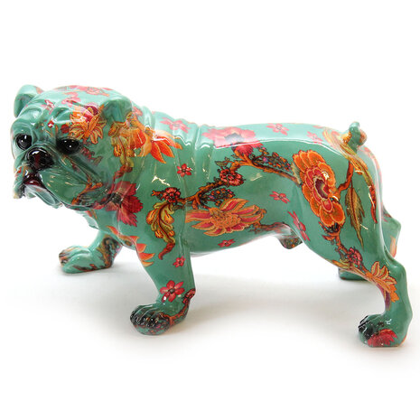 Staande Engelse Bulldog - Flower design -hond