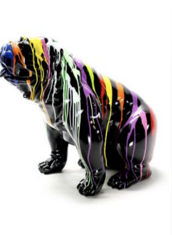 engelse bulldog kunstbeeld zittend groot dripping -hond