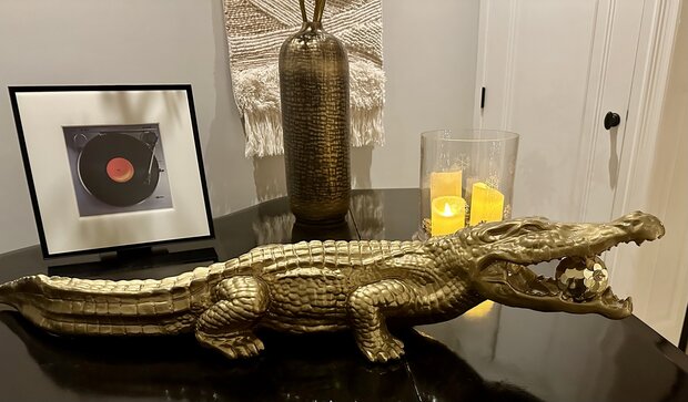 krokodil 110cm polyester goud