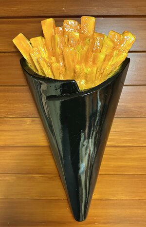 Frietzak -patat-wand reclame zwart