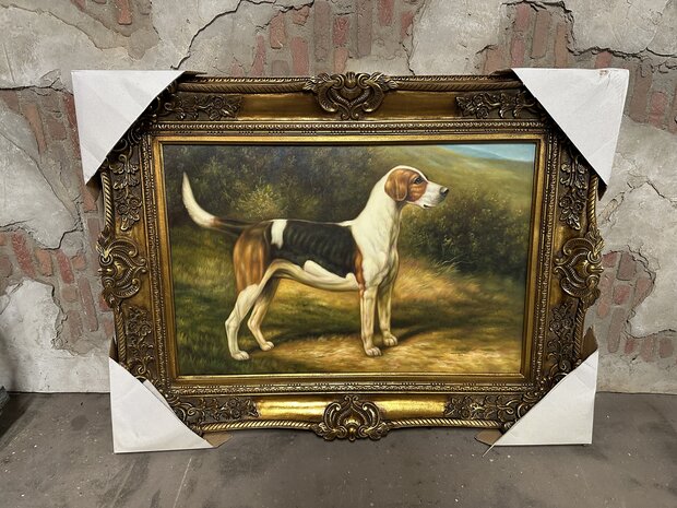 Schilderij op doek olieverf  Lijst - hond 