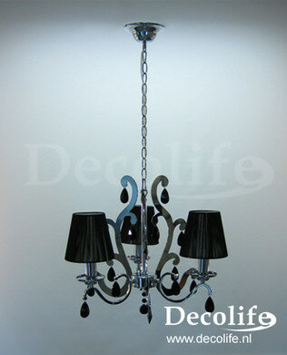 Hang Lamp Chroom met wire kapjes zwart