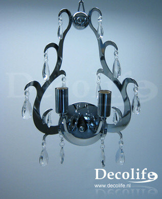 Wand Lamp 2 lichts Chroom met glas