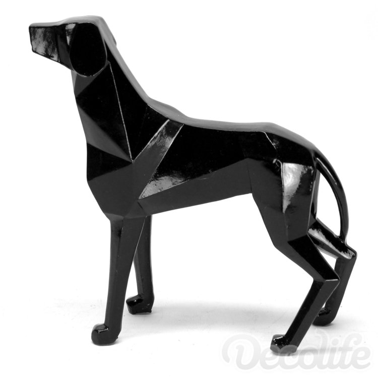 origami dog - beeld polyester zwart