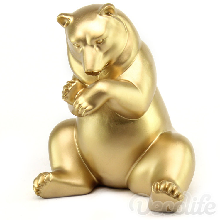 beer ijsbeer zittend polar bear Figurine Gold Sculpture Animal ornament