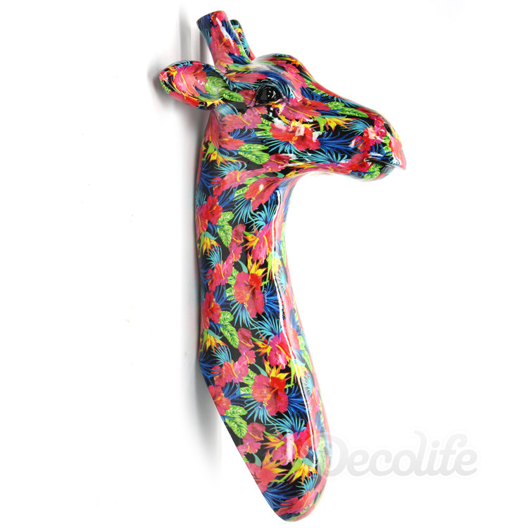 Giraffe kop - flower design wand decoratie 50cm